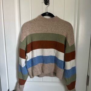 & Other Stories Cream and Green Crew Neck Sweater